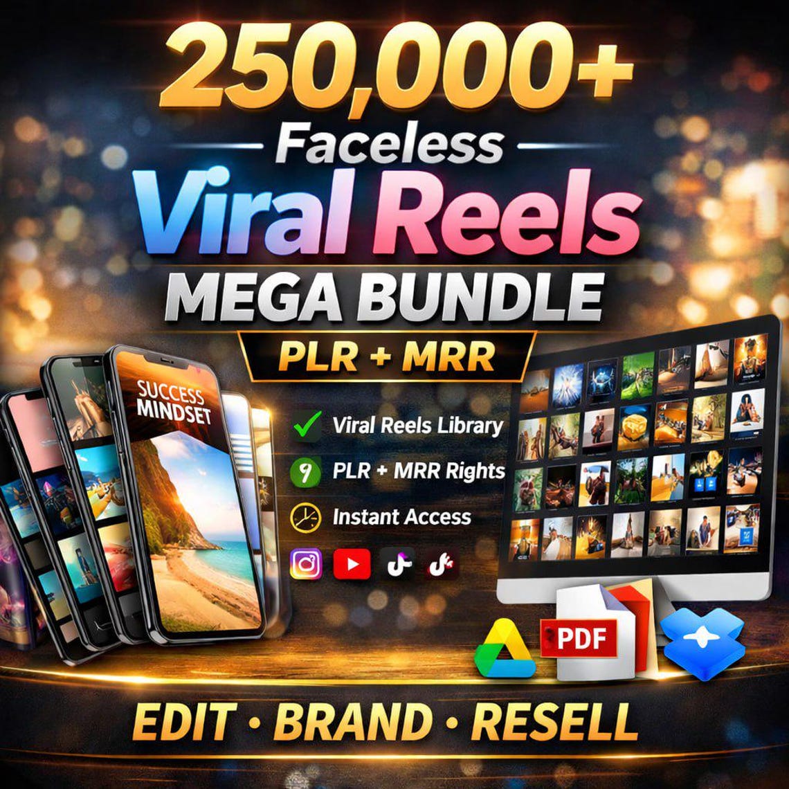 250,000+ Viral Reels Mega Bundle (PLR/MRR) | Faceless Reels Content | Instagram Reels, TikTok & YouTube Shorts - Image 3